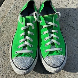 Custom Green Blinged Out Converse